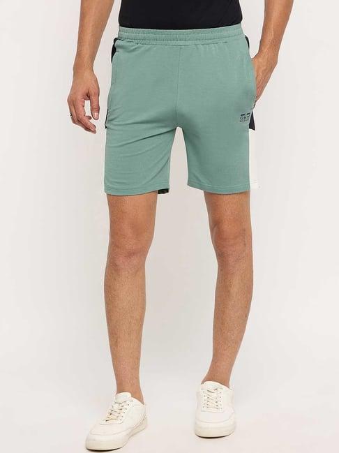 okane pale green regular fit shorts