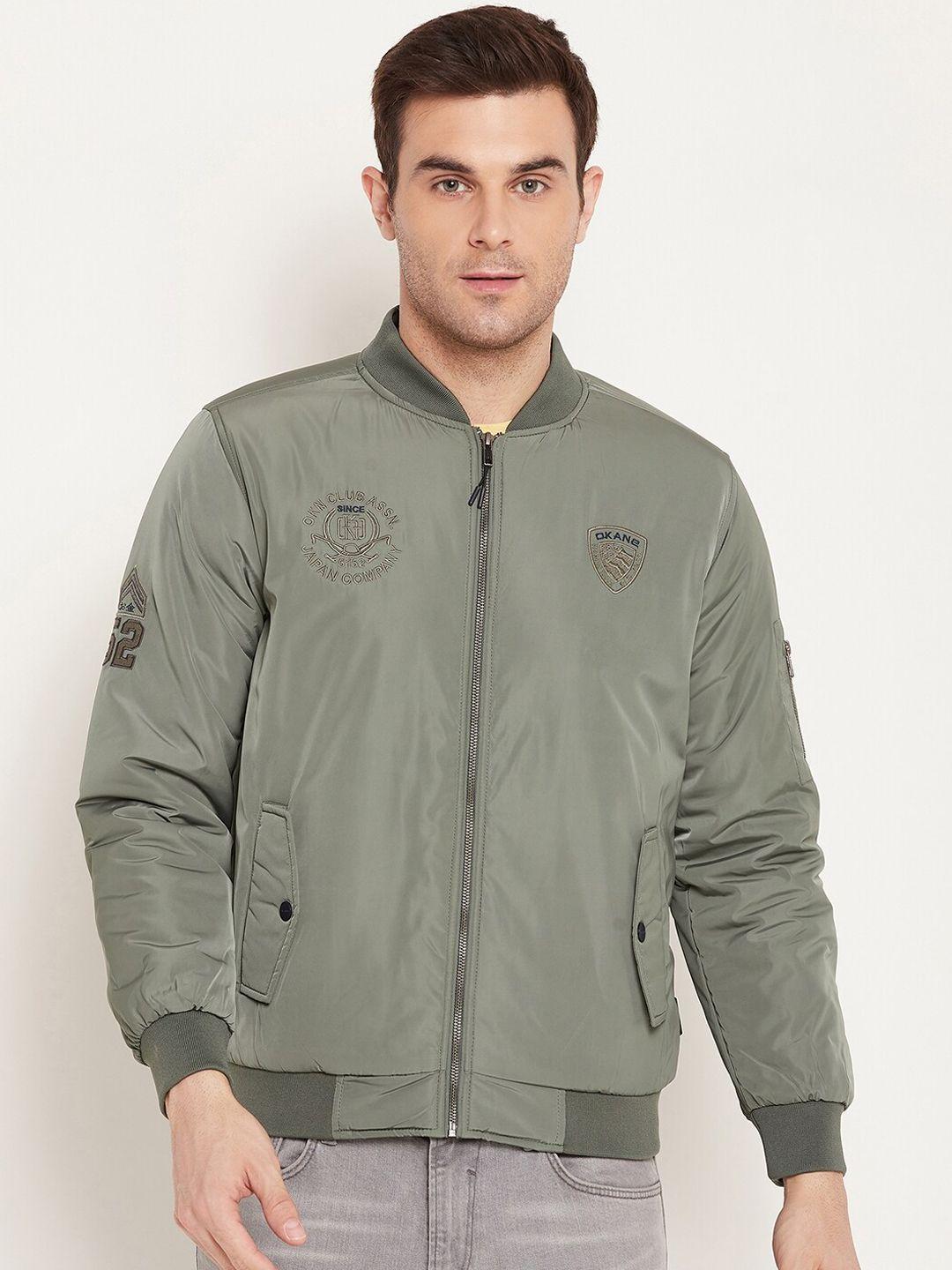 okane patchwork stand collar long sleeves lightweight bomber jacket