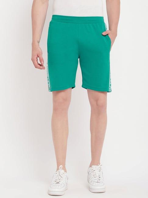 okane teal regular fit printed shorts