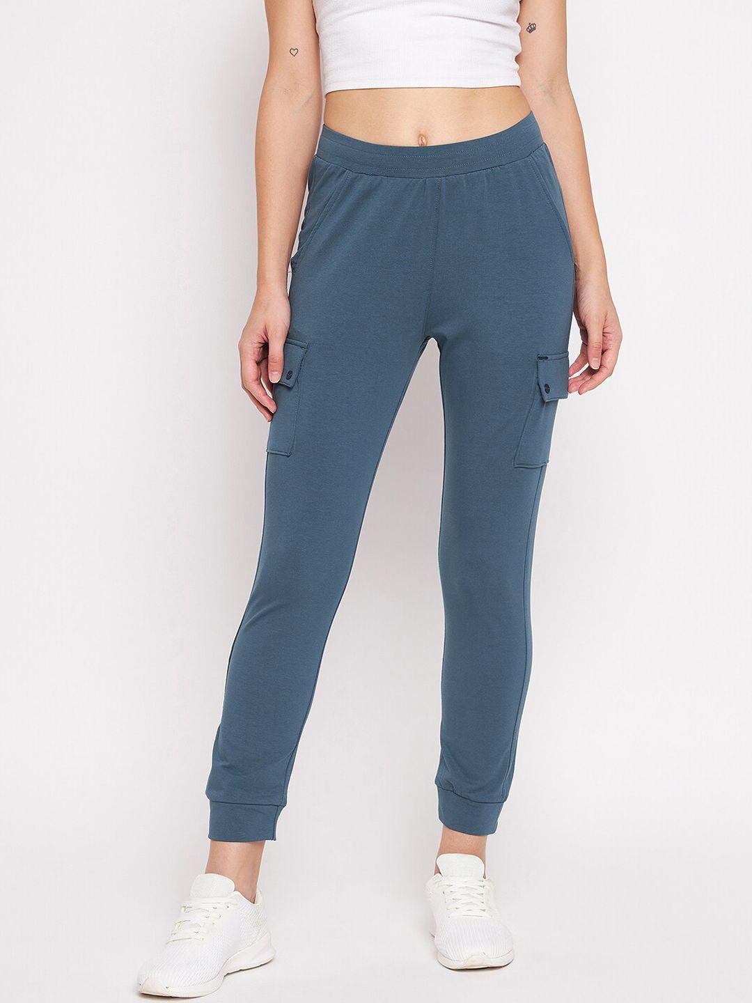 okane women blue solid joggers