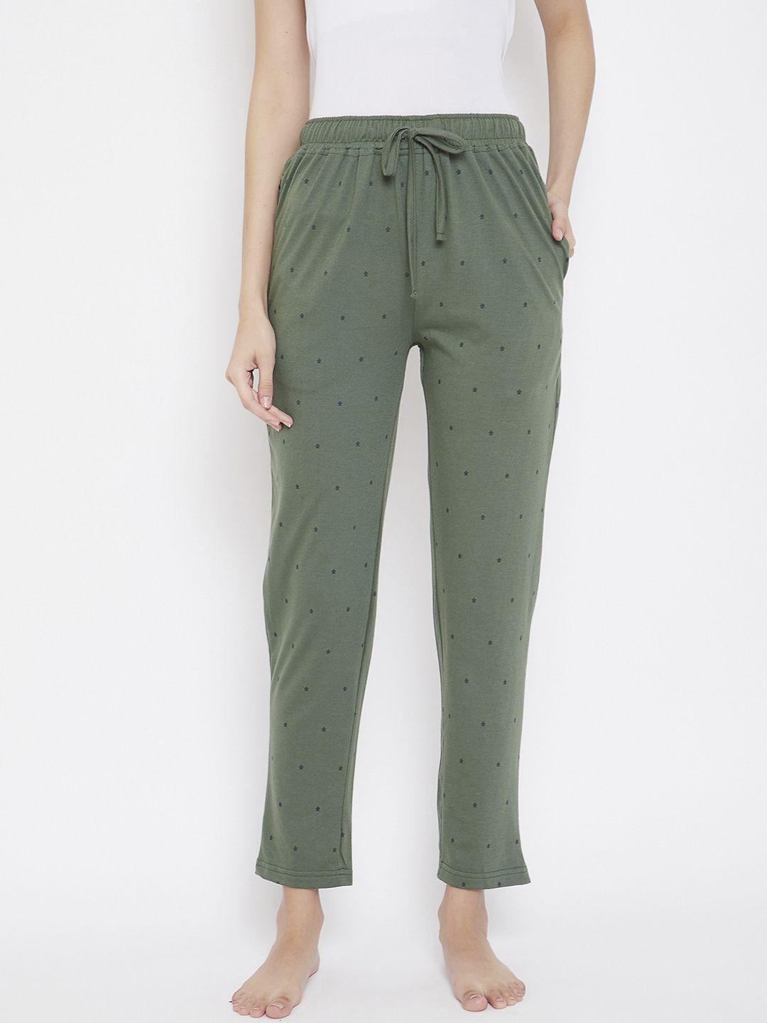 okane women green & blue printed lounge pants