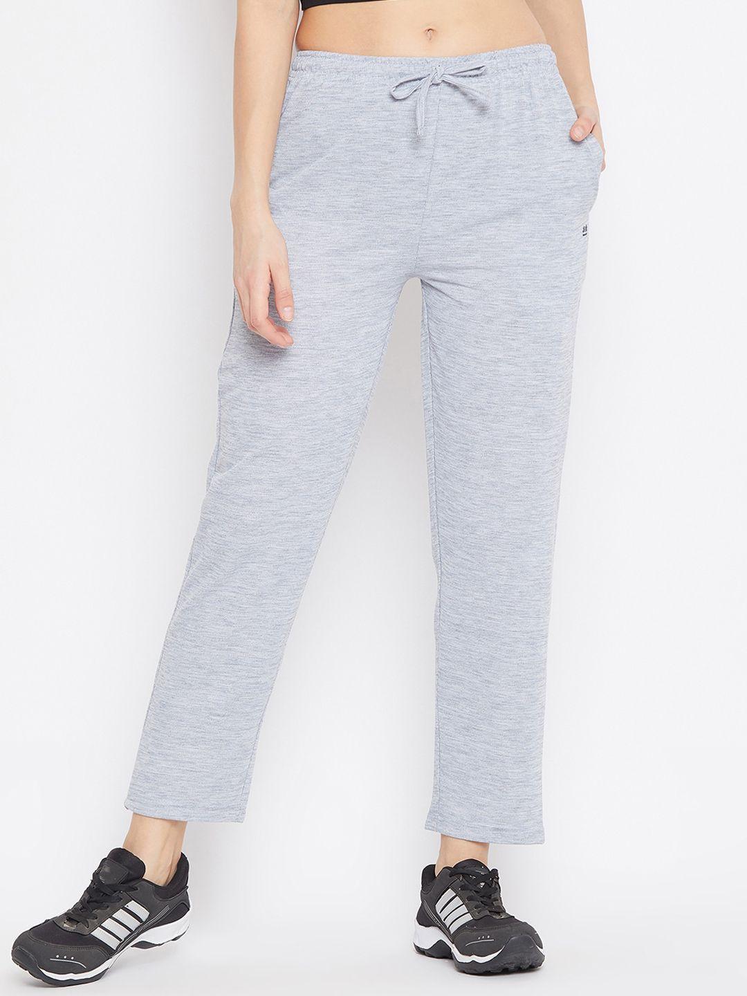 okane women grey melange solid track pants