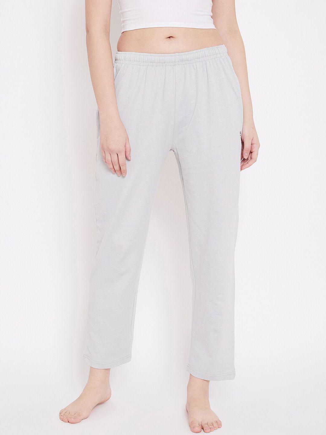 okane women grey solid cotton lounge pants