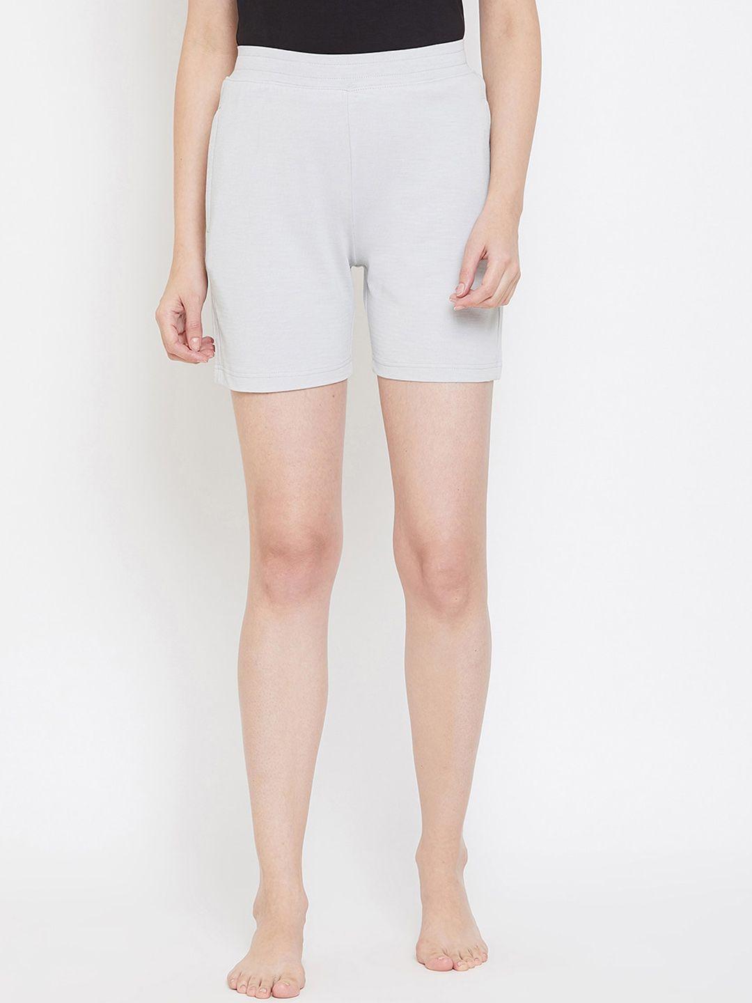 okane women grey solid shorts