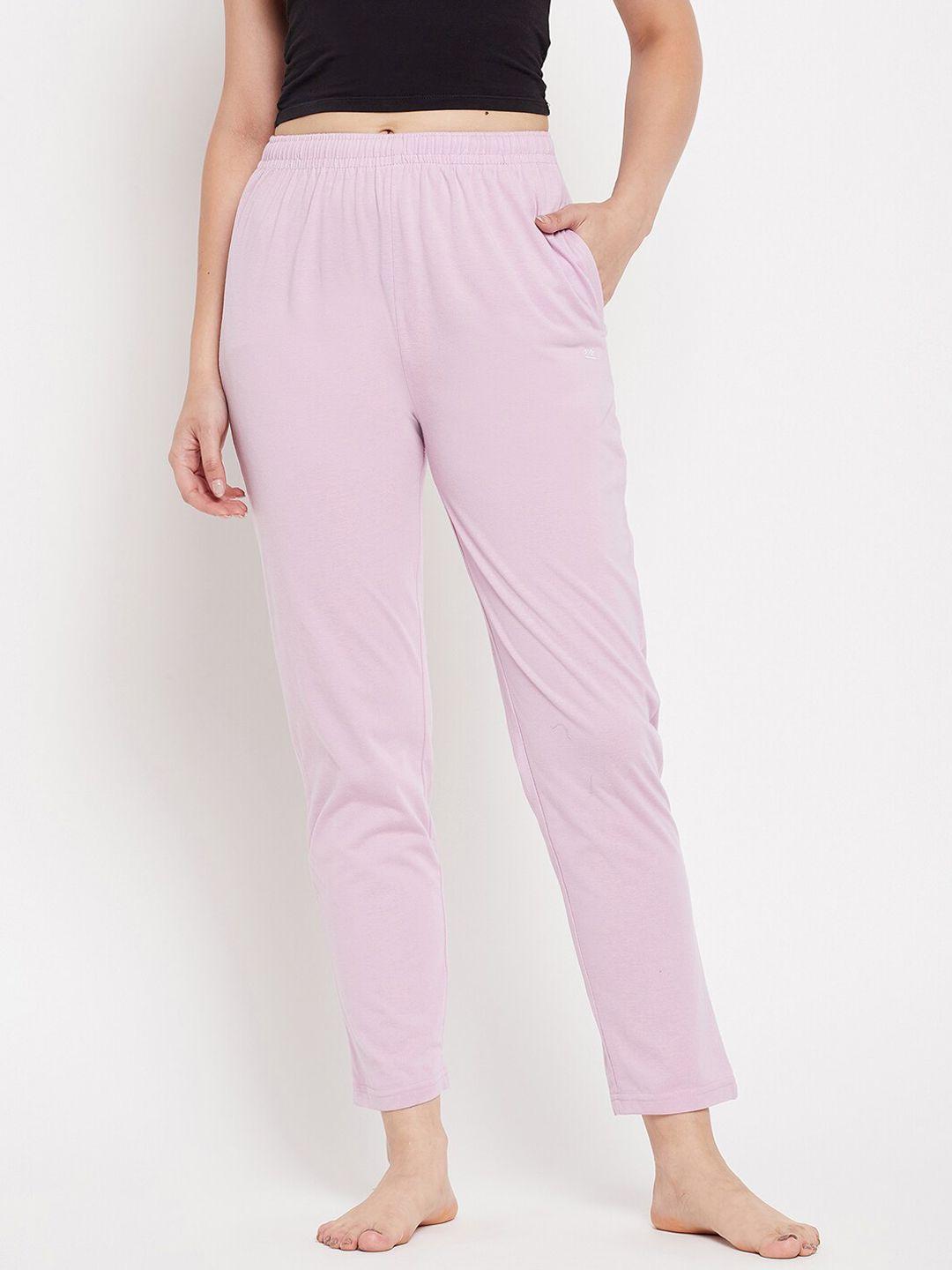 okane women mauve solid cotton lounge pant