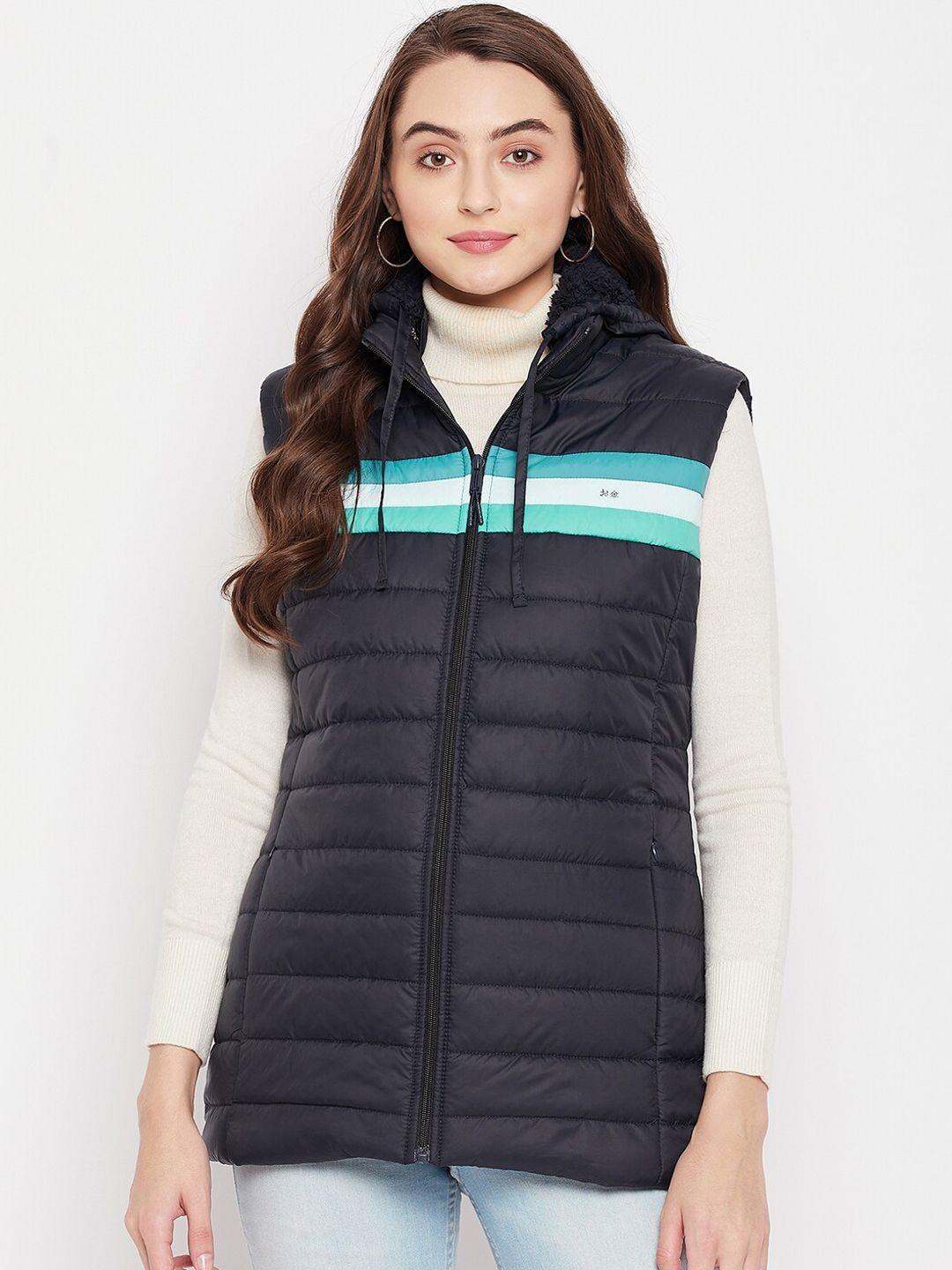 okane women navy blue lightweight puffer jacket