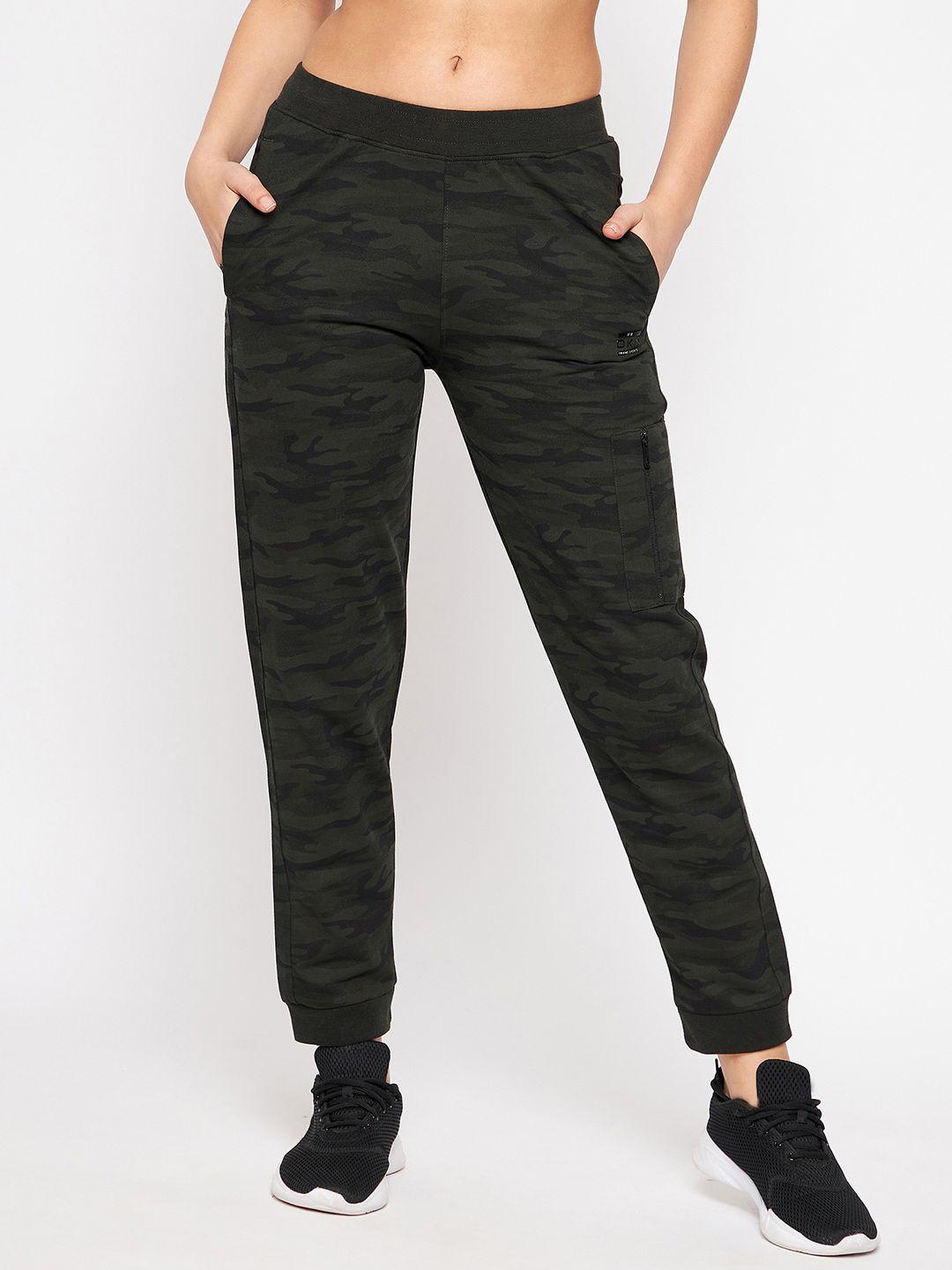 okane women olive green printed joggers