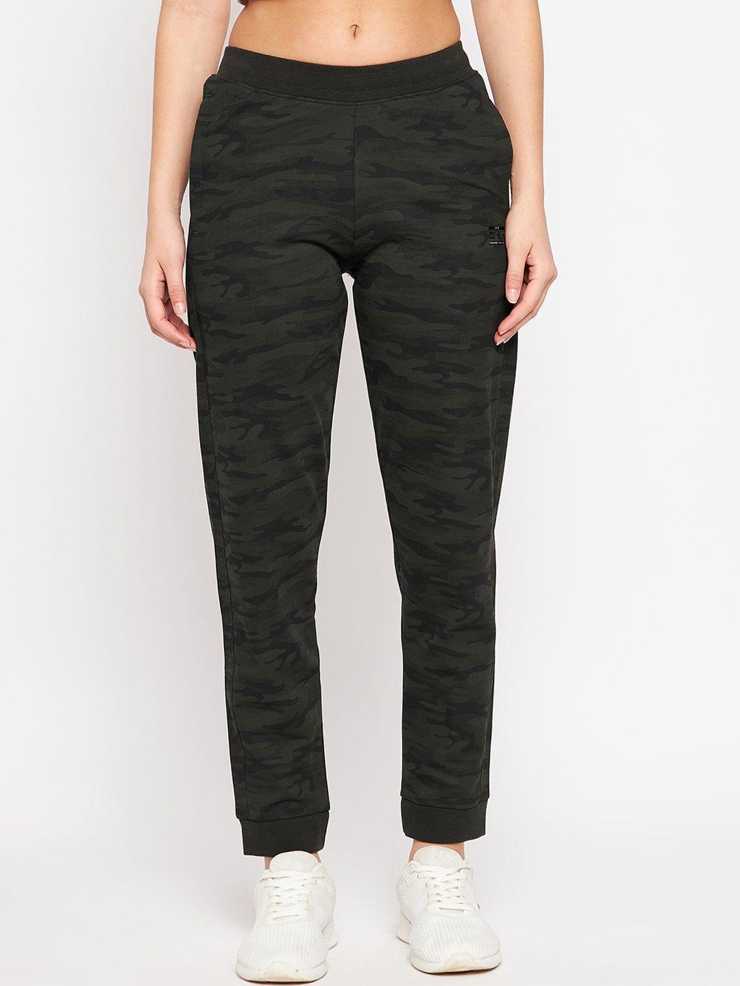 okane women olive green printed joggers