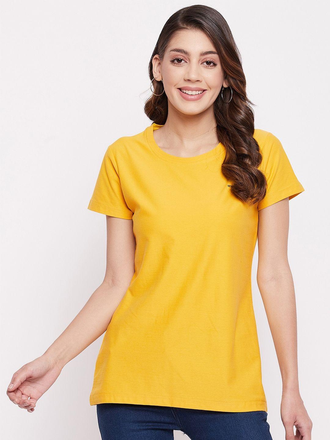 okane women yellow solid t-shirt