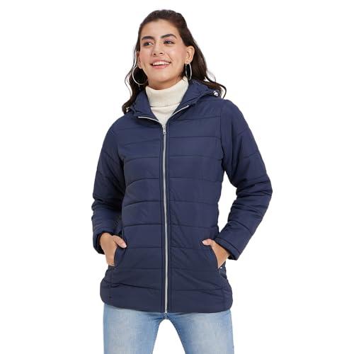 okane womens hooded lightweight longline padded jacket