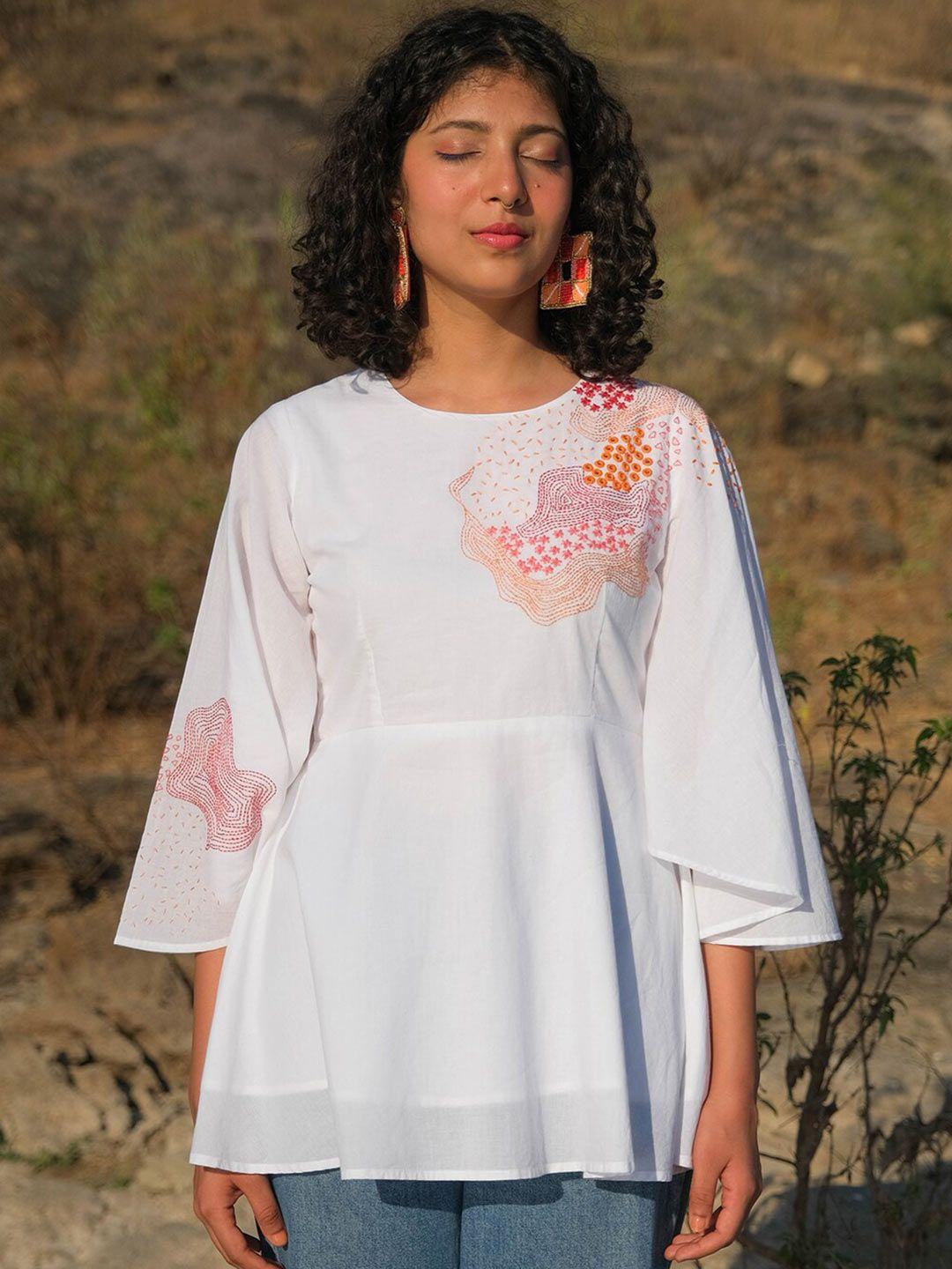 okhai embroidered mirror work a-line top