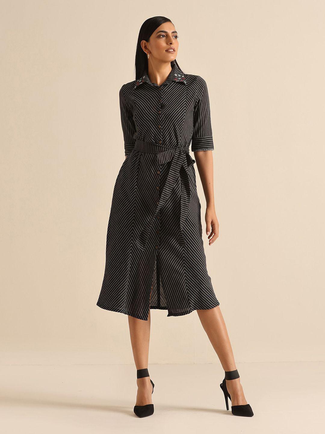 okhai black print shirt midi dress