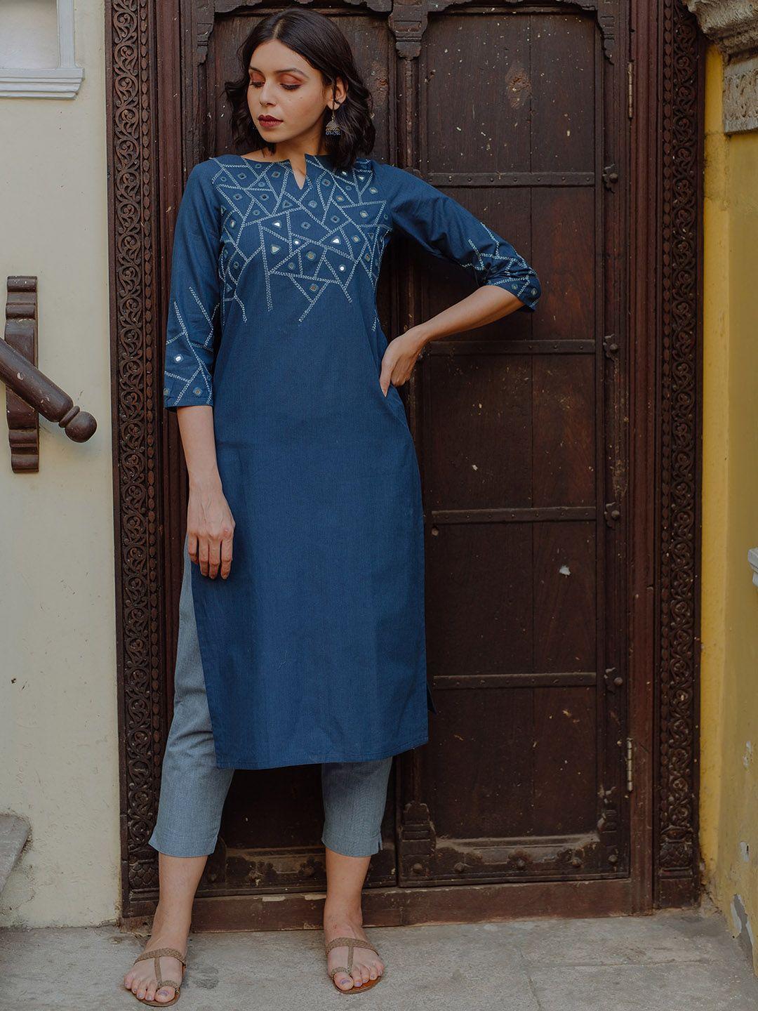 okhai geometric printed cotton kurta