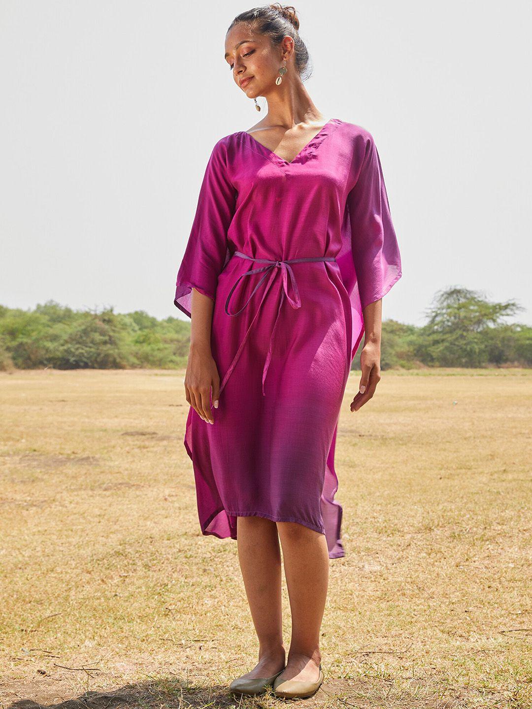 okhai kimono sleeves ombre kaftan dress