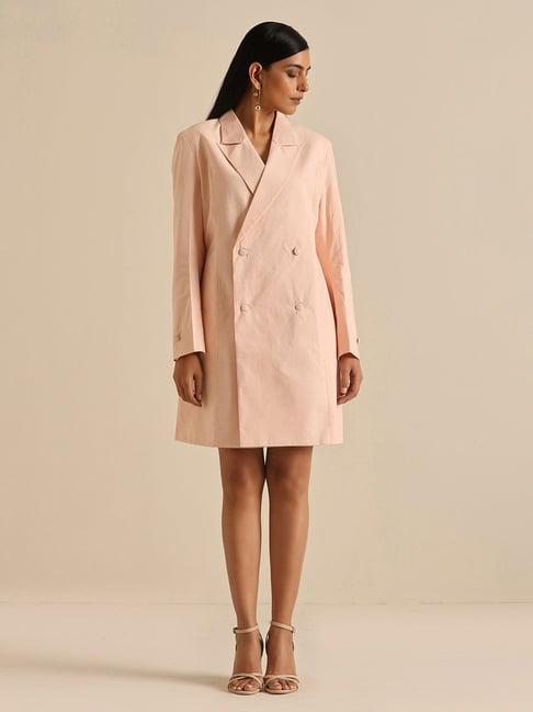 okhai light peach blazer dress