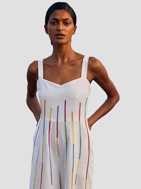 okhai prism white pure cotton hand embroidered jumpsuits