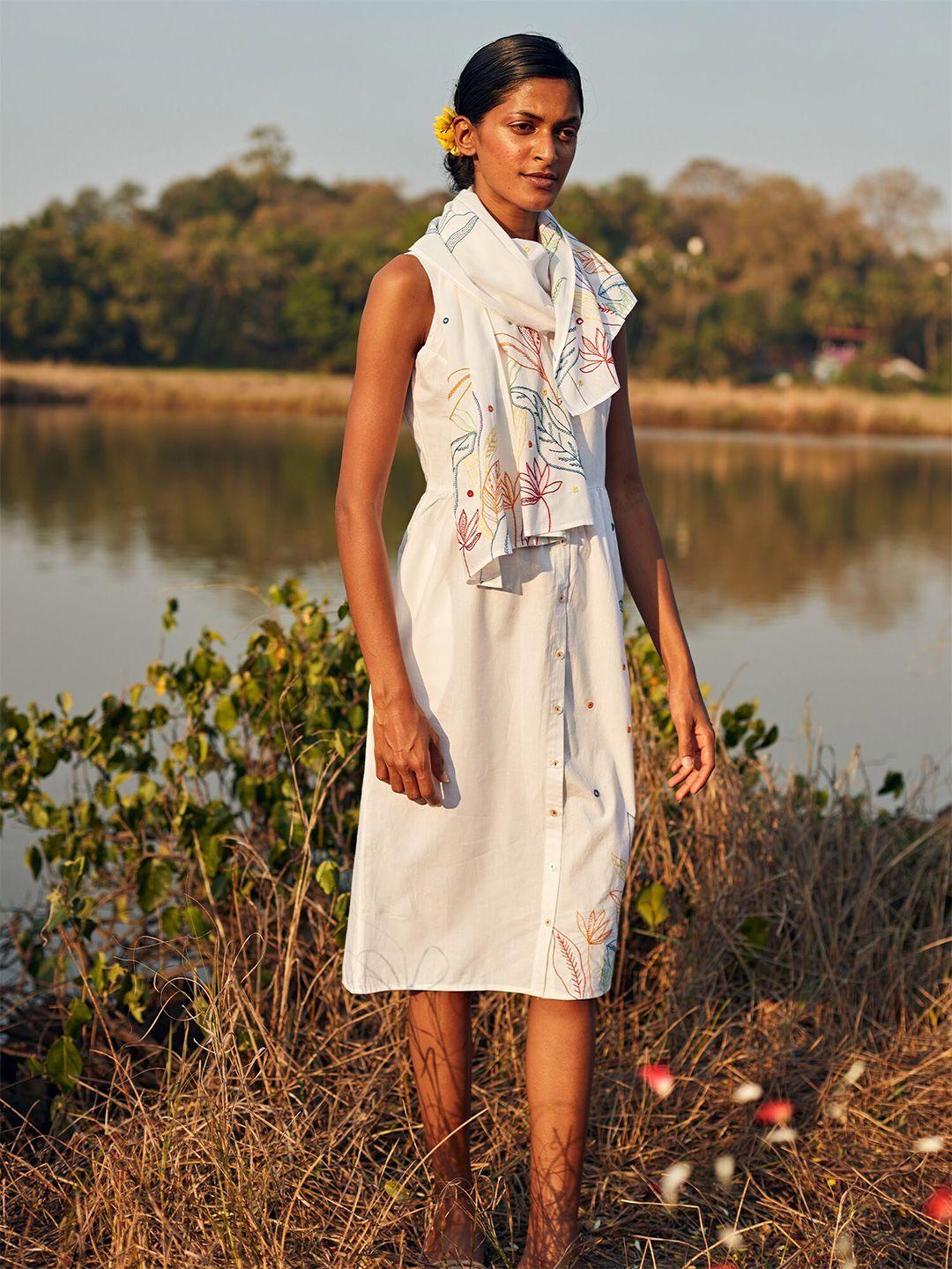 okhai white floral print a-line dress