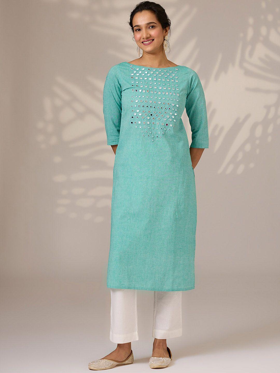 okhai women thread work summer sheers kurta