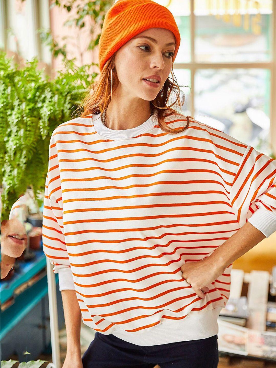 olalook striped cotton ribbed pullover sweatshirt