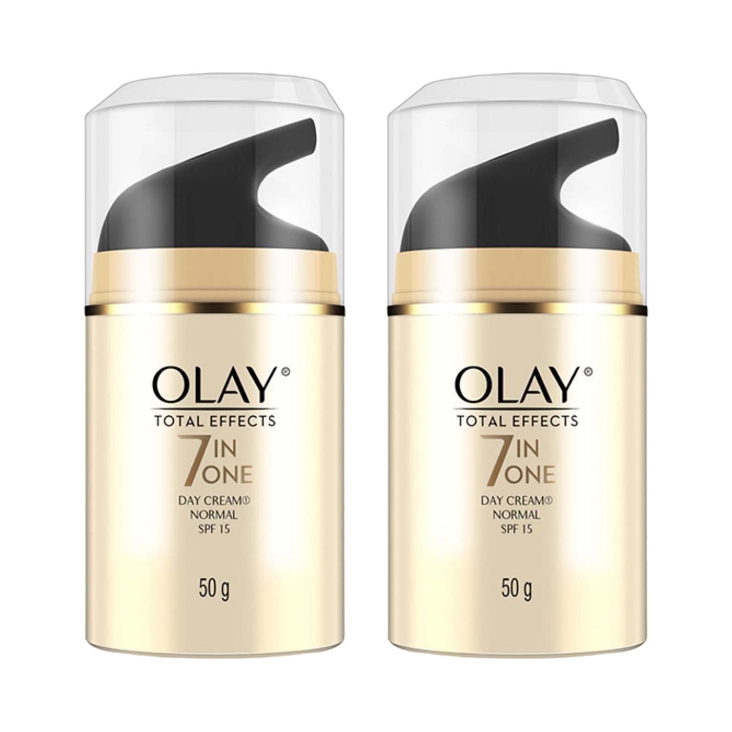 olay 7-in-1 total effects anti ageing day cream spf 15 (50g) (pack of 2) combo