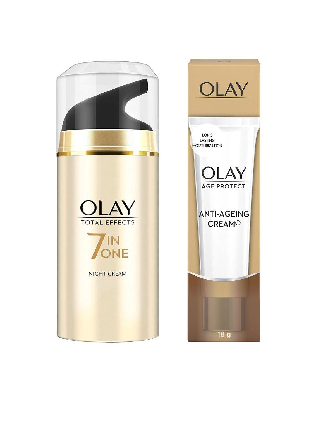 olay age protect anti-ageing cream 18g & total effects 7 in one night cream 20g