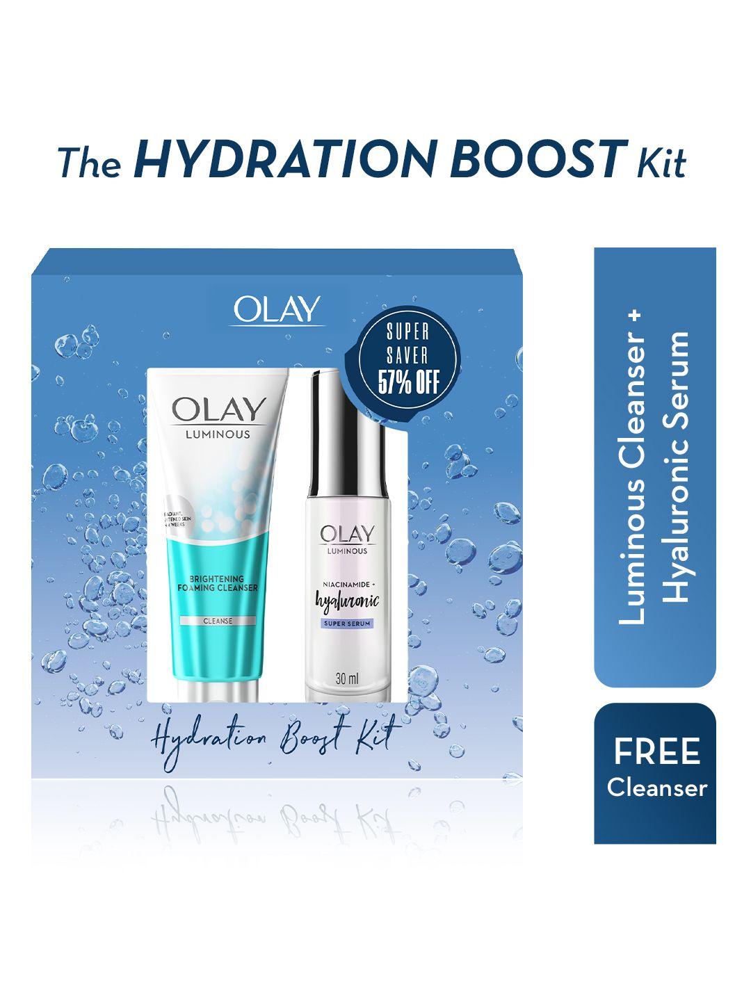 olay hydration boost kit for dewy glow - serum 30ml & foaming cleanser 100g