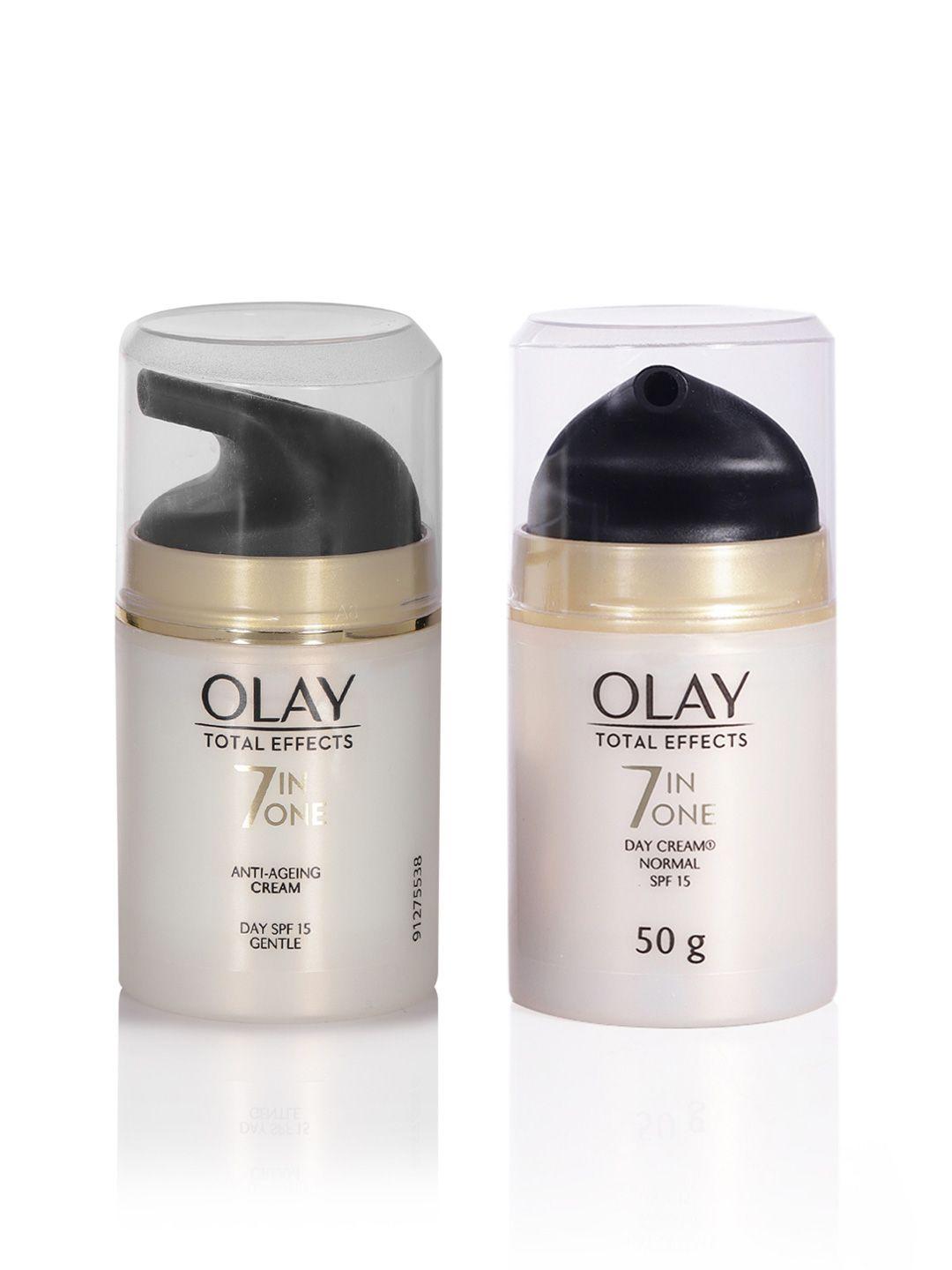 olay set of total effects 7 in one day cream normal spf 15 & anti aging skin cream spf 15