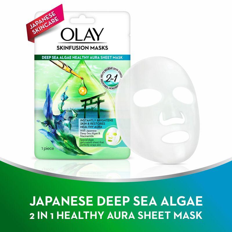 olay sheet mask: deep sea algae healthy aura japanese skinfusion