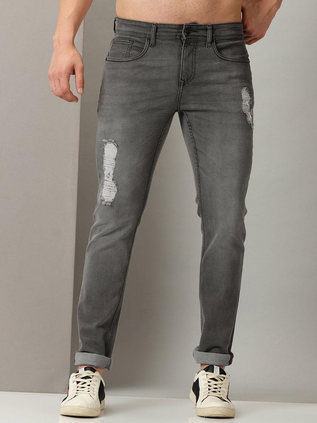 old grey men slim fit highly distressed heavy fade stretchable jeans