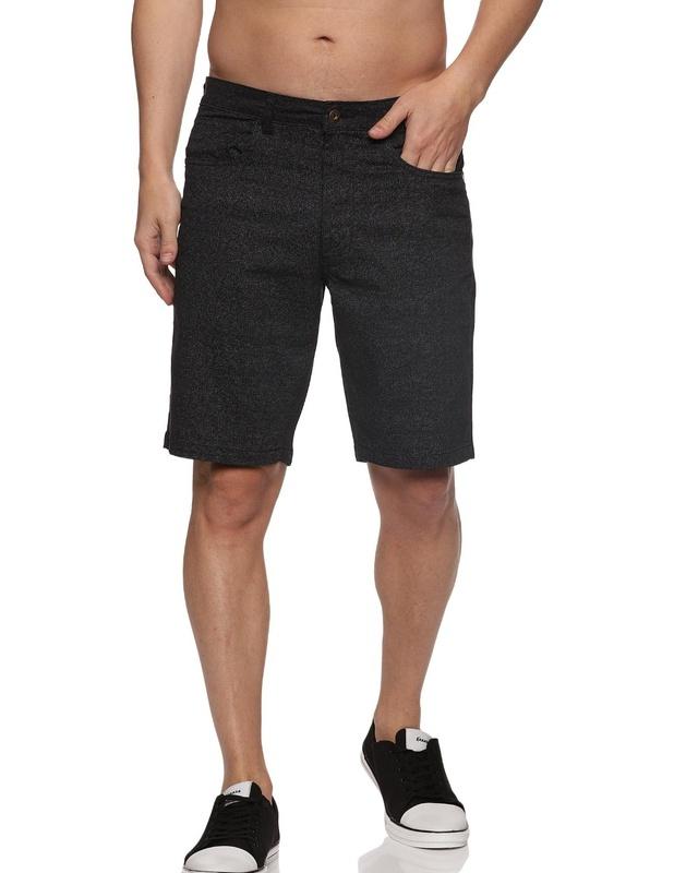 old grey men's black slim fit denim shorts