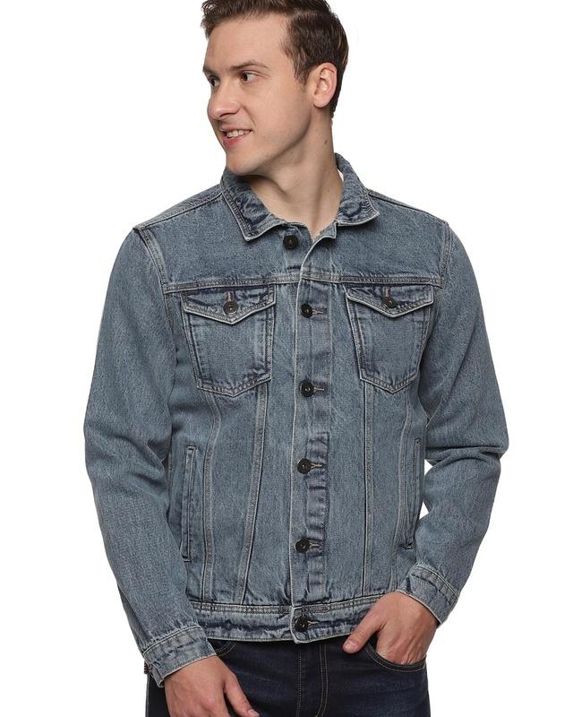 old grey men's blue denim jacket