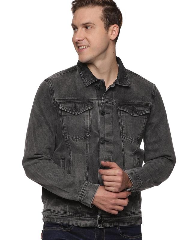 old grey men's grey denim jacket