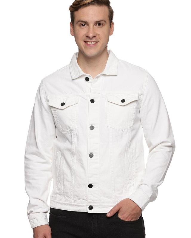 old grey men's white denim jacket