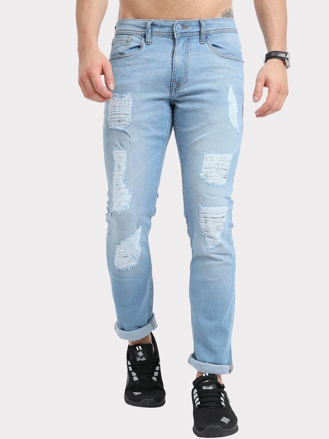 old grey men blue slim fit highly distressed heavy fade jeans