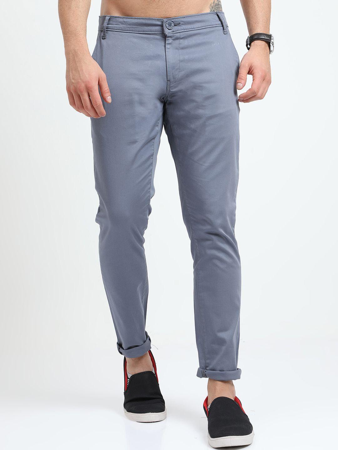 old grey men grey slim fit cotton chinos trousers