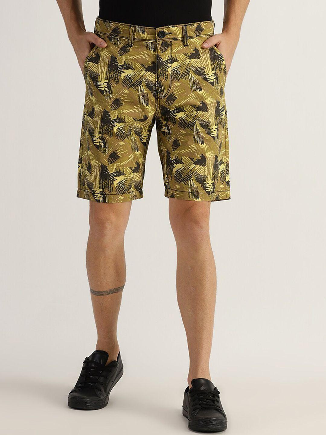 old grey men mid-rise abstract printed cotton shorts