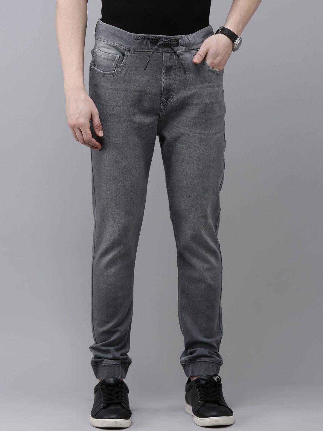 old grey men mid-rise jogger fit heavy fade jeans