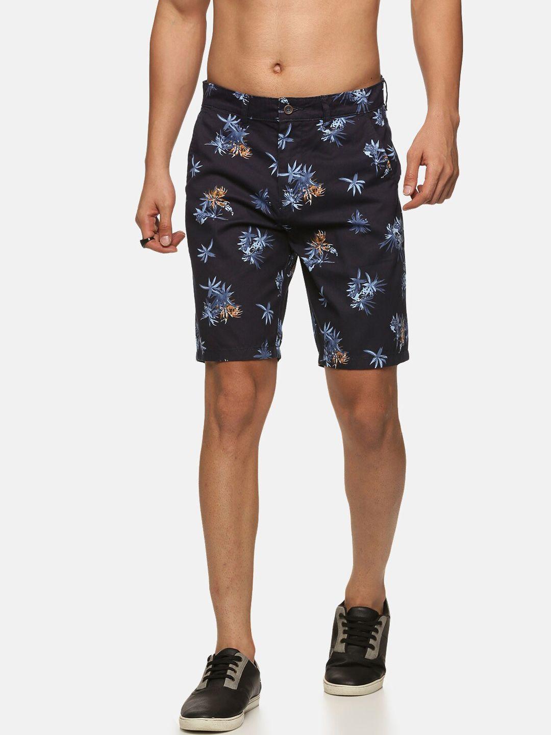 old grey men navy blue floral printed cotton shorts