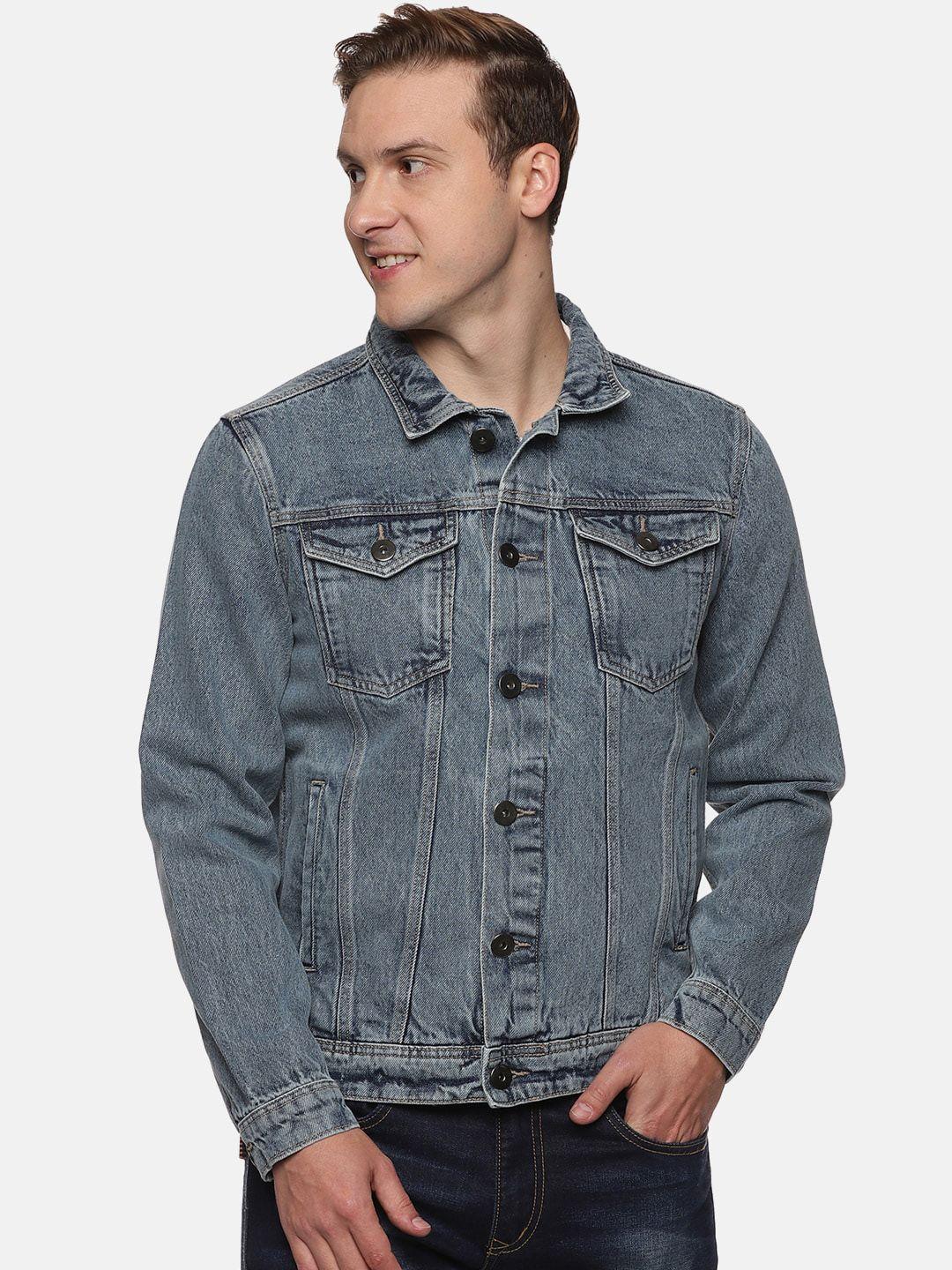 old grey men washed cotton outdoor denim jacket