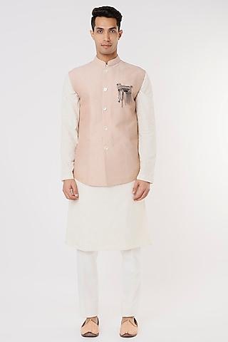 old rose cotton silk bundi jacket