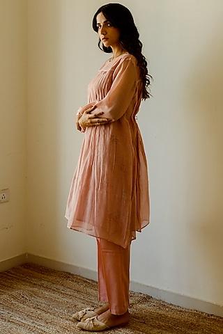 old rose handwoven chanderi tunic set