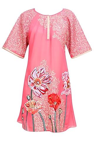 old rose pink floral embroidered tunic