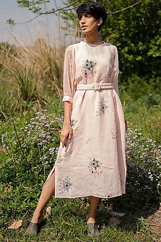 old rose printed midi dress