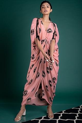 old rose shibori printed elasticated dress