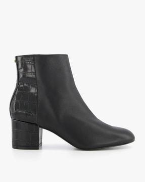 oleah croc-embossed ankle-length boots