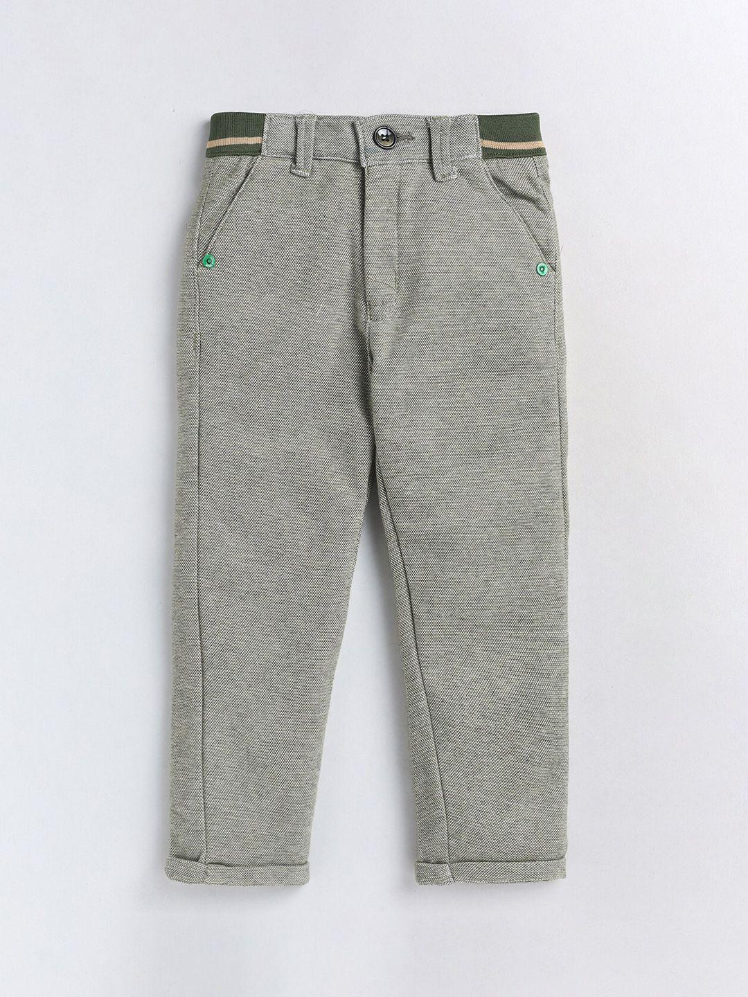 olio kids boys green regular fit cotton relaxed track pants