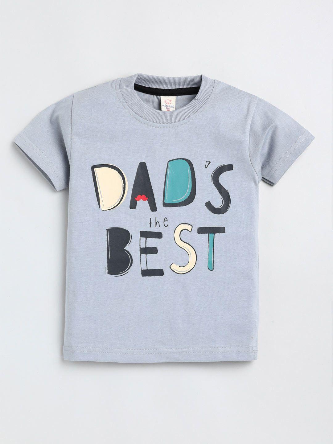 olio kids boys grey typography printed applique t-shirt