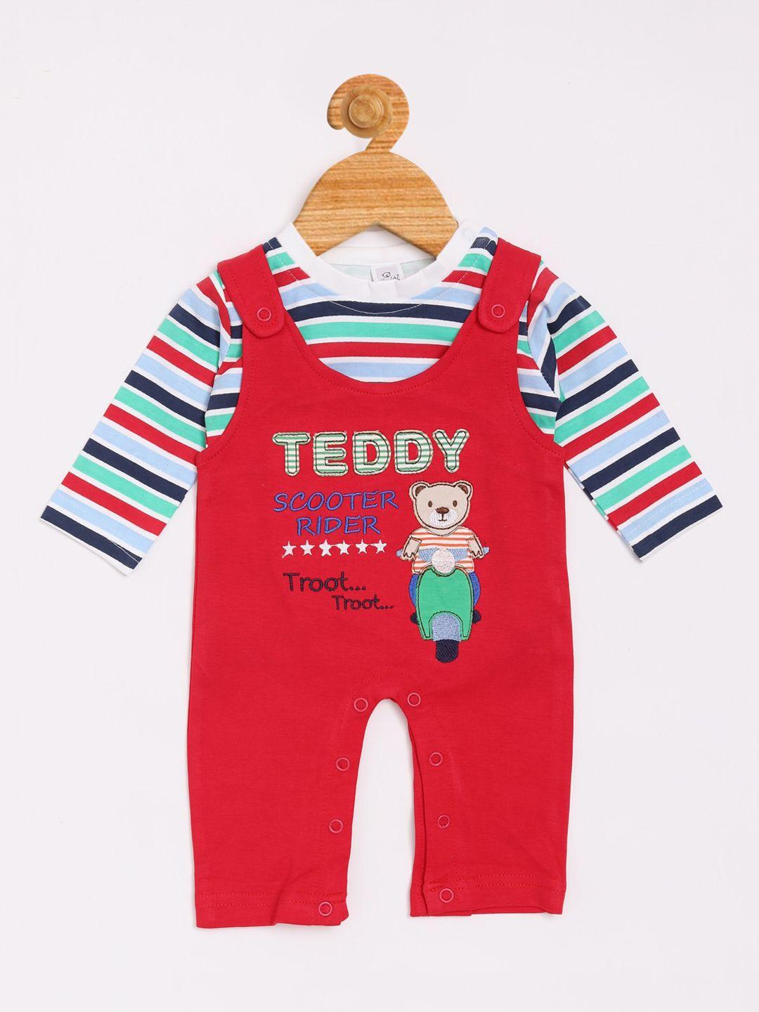 olio kids boys red & blue striped t-shirt with rompers