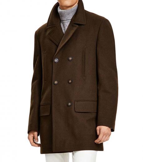 olive classic fit docoatuble-breasted coat