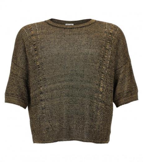 olive gold thread sweater